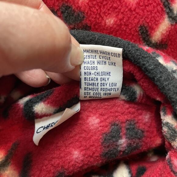 Vintage Cherokee Pullover Womens XL Red Black Fleece 1/4 Zip Fair Isle Nordic - Picture 4 of 7